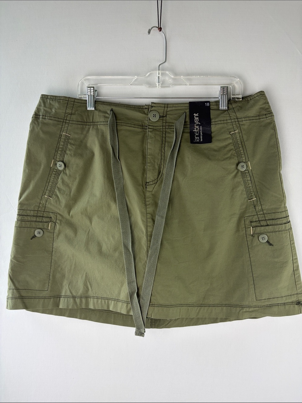 Lane Bryant Olive Green Utility Skort with Drawstring